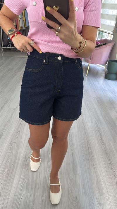 Şehir Boy Lacivert Jean Şort