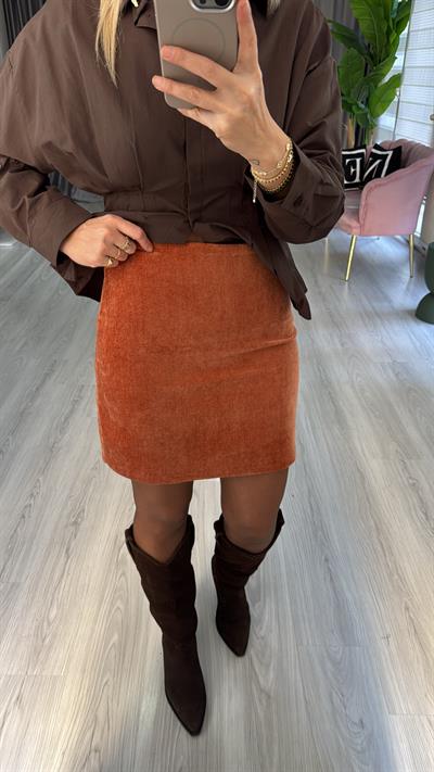 Şehir Boy Orange Kadife Etek