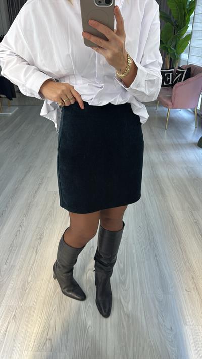 Şehir Boy Petrol Mavisi Kadife Etek