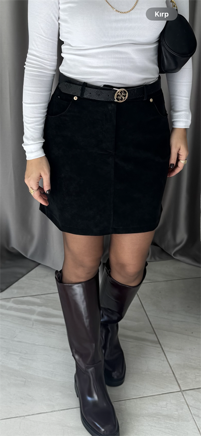 Şehir Boy Siyah Nubuk Etek