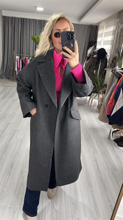 SİYAH BALIK SIRTI DESENLİ KABAN