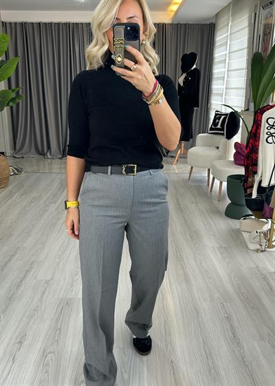 Siyah Balıkçı Yaka Yarım Kol Triko