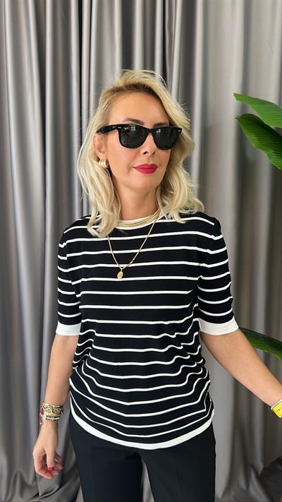SİYAH BEYAZ ÇİZGİLİ MERSERİZE TRİKO