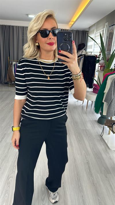 SİYAH BEYAZ ÇİZGİLİ MERSERİZE TRİKO