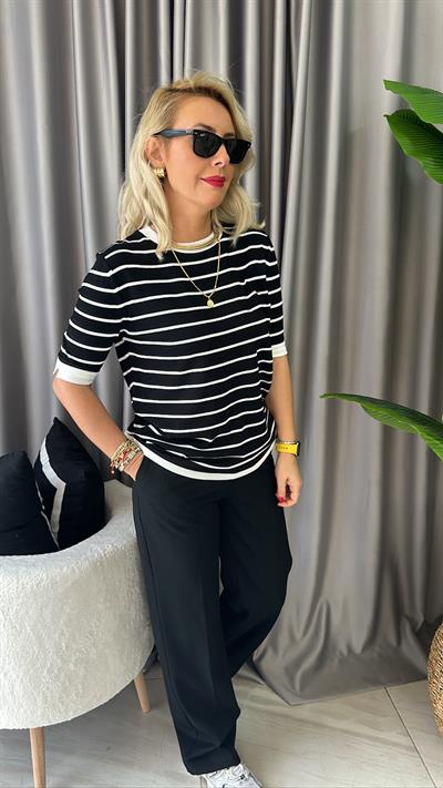 SİYAH BEYAZ ÇİZGİLİ MERSERİZE TRİKO