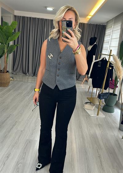 Siyah İspanyol Paça Pantolon