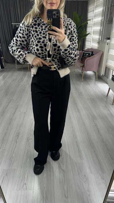 Siyah Kemerli Yüksek Bel Siyah Palazzo Pantolon