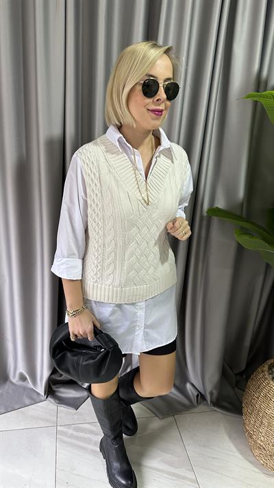 SÜVETER DETAYLI TASARIM GÖMLEK