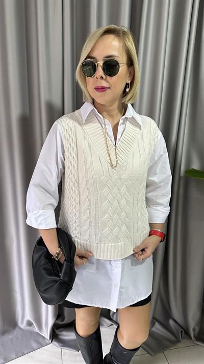 SÜVETER DETAYLI TASARIM GÖMLEK