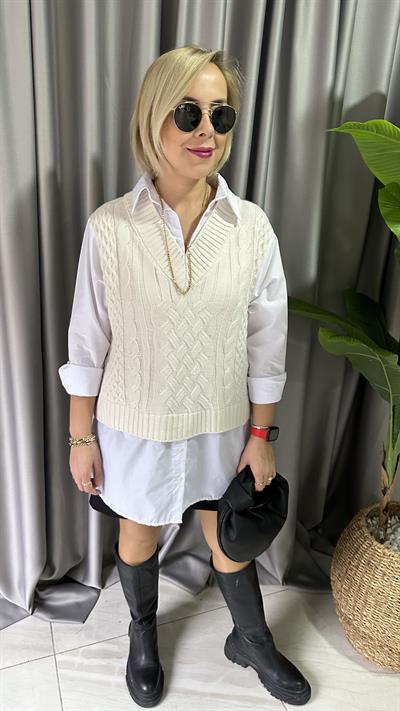 SÜVETER DETAYLI TASARIM GÖMLEK