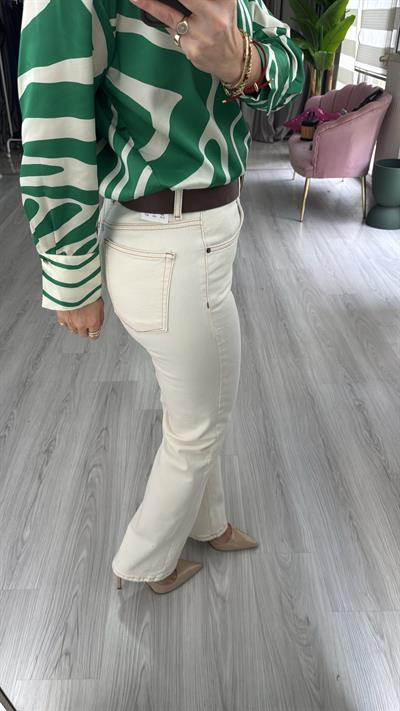 Taba Dikişli Bej Jean Pantolon