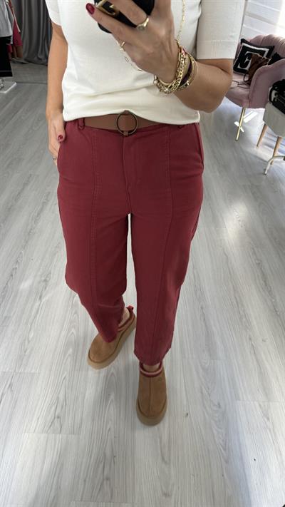 Taba Kemerli Bordo Binici Pantolon