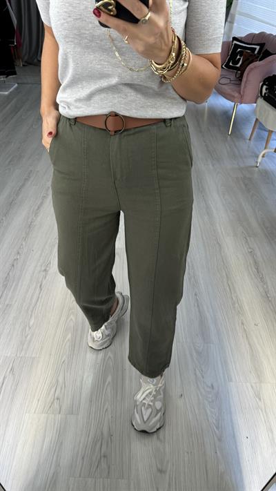 Taba Kemerli Haki Binici Pantolon