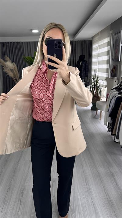 TEK DÜĞMELİ TAŞ RENGİ CEKET