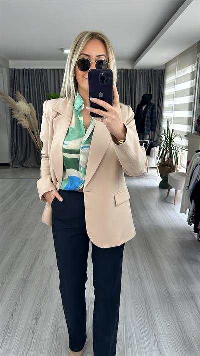 TEK DÜĞMELİ TAŞ RENGİ CEKET