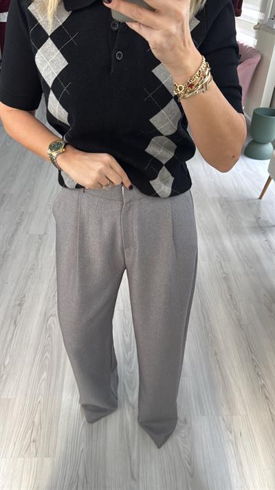 Tek Pileli Gri Palazzo Pantolon