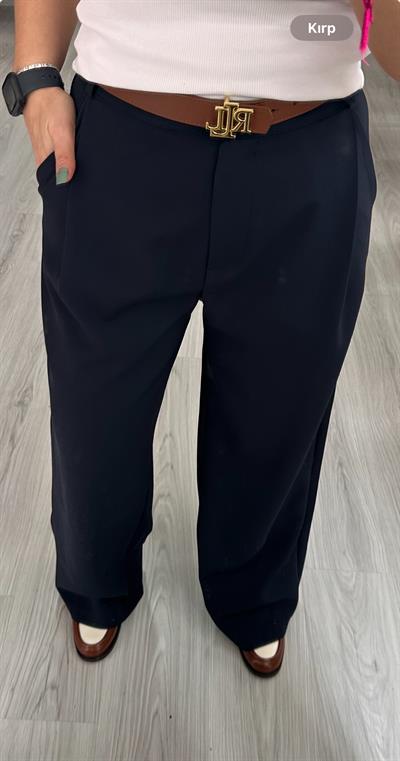 TEK PİLELİ LACİVERT PALAZZO PANTOLON