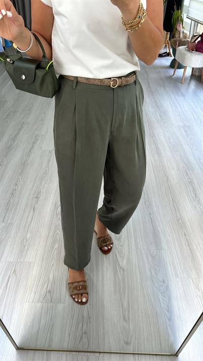 TENCEL BELİ LASTİKLİ HAKİ PANTOLON