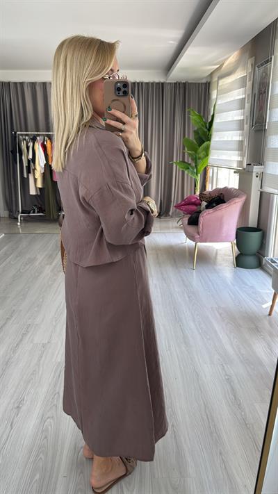 Tencel Gömlek ve Elbise Vizon Modal Takım