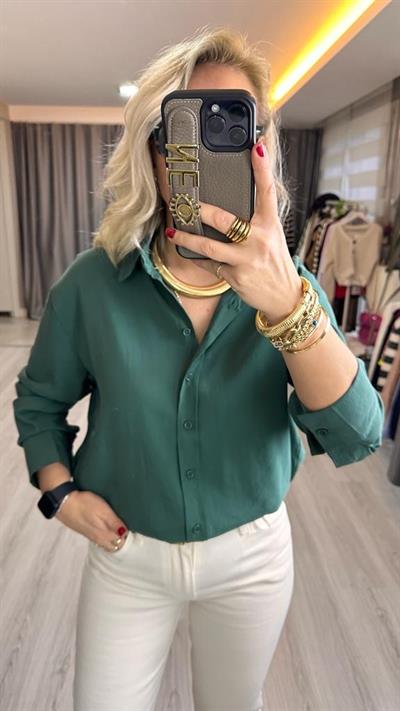 TENCEL ZÜMRÜT YEŞİLİ GÖMLEK