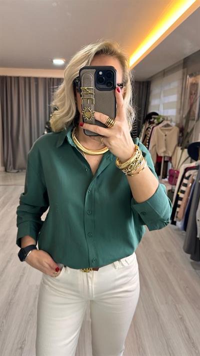 TENCEL ZÜMRÜT YEŞİLİ GÖMLEK