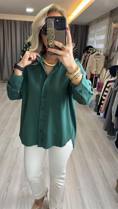 TENCEL ZÜMRÜT YEŞİLİ GÖMLEK