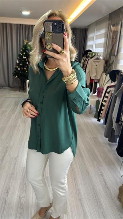 TENCEL ZÜMRÜT YEŞİLİ GÖMLEK