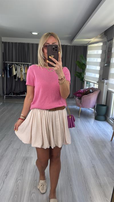 Tok Dokuda Tencel Ekru Balon Etek