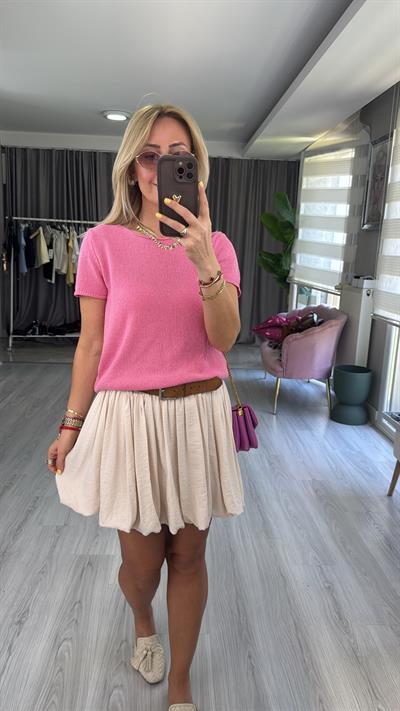 Tok Dokuda Tencel Ekru Balon Etek