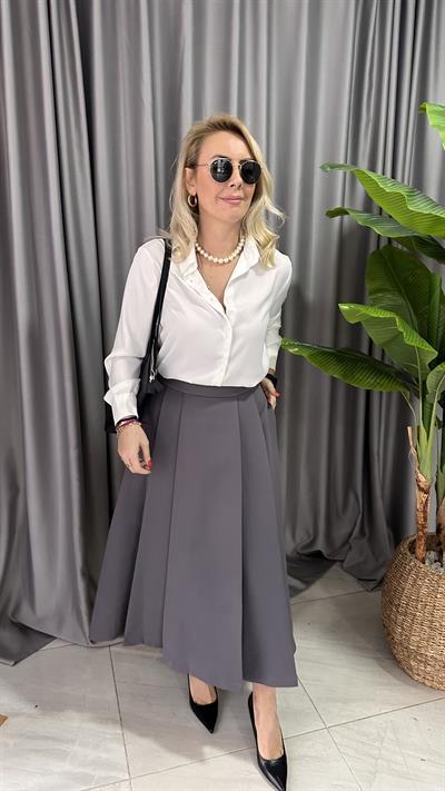 TOK DOKULU BEYAZ SATEN GÖMLEK