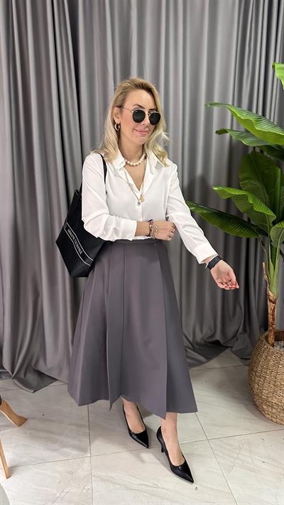 TOK DOKULU BEYAZ SATEN GÖMLEK