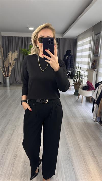 TOK DOKULU, VATKALI BASİC SİYAH BLUZ