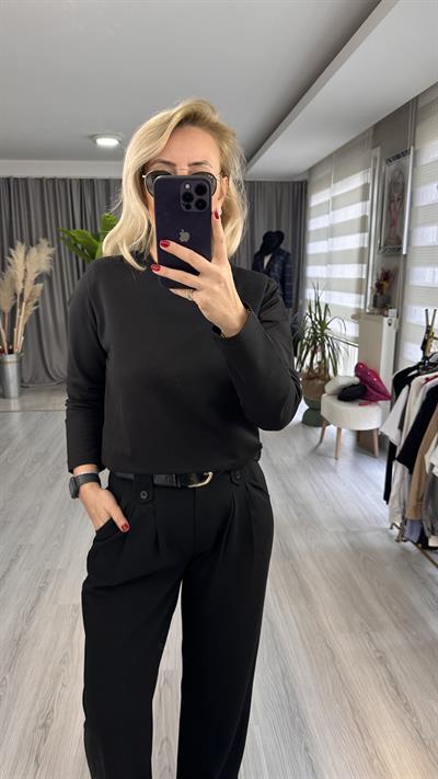 TOK DOKULU, VATKALI BASİC SİYAH BLUZ