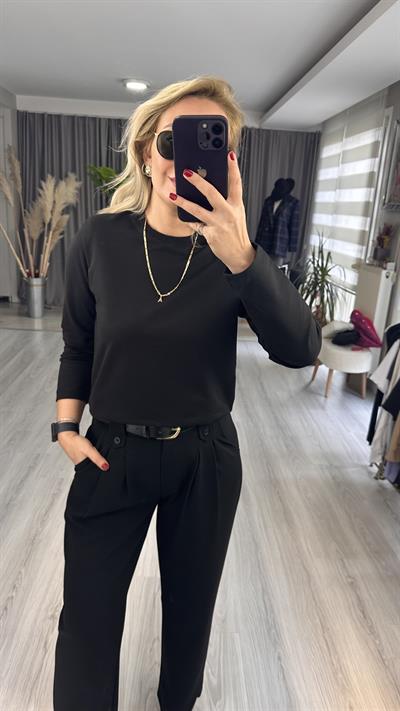 TOK DOKULU, VATKALI BASİC SİYAH BLUZ