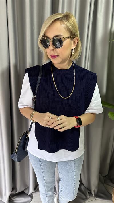 TRİKO DETAYLI TASARIM BLUZ