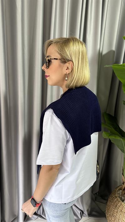 TRİKO DETAYLI TASARIM BLUZ