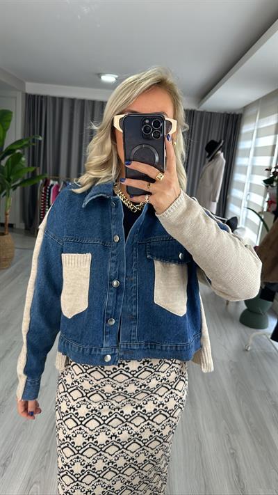 TRİKO GARNİLİ KOT CEKET