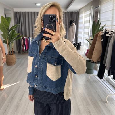 TRİKO GARNİLİ KOT CEKET