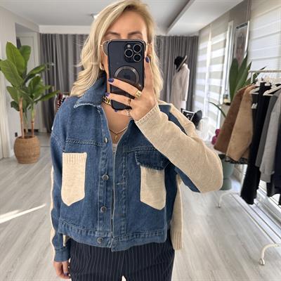 TRİKO GARNİLİ KOT CEKET