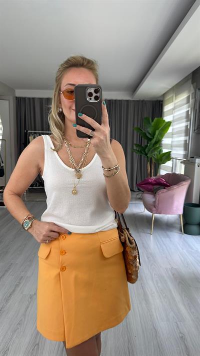 U Yaka Ekru Triko Bluz