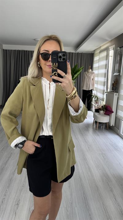 YAĞ YEŞİLİ TENCEL BLAZER CEKET