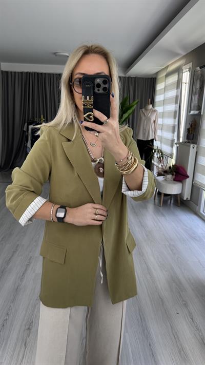 YAĞ YEŞİLİ TENCEL BLAZER CEKET