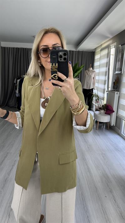 YAĞ YEŞİLİ TENCEL BLAZER CEKET