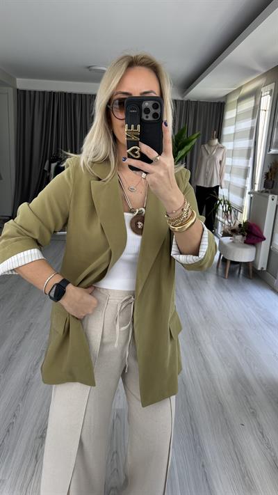 YAĞ YEŞİLİ TENCEL BLAZER CEKET