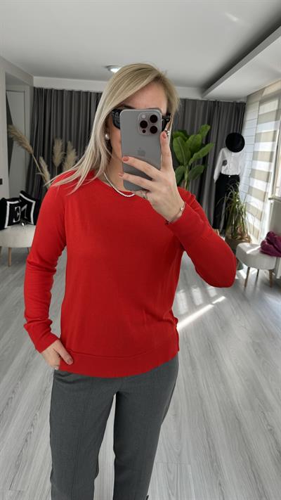 YANI YIRTMAÇLI KIRMIZI MERSERİZE TRİKO