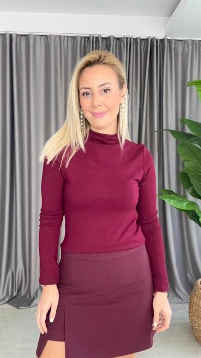 Yarım Balıkçı Bordo Bluz