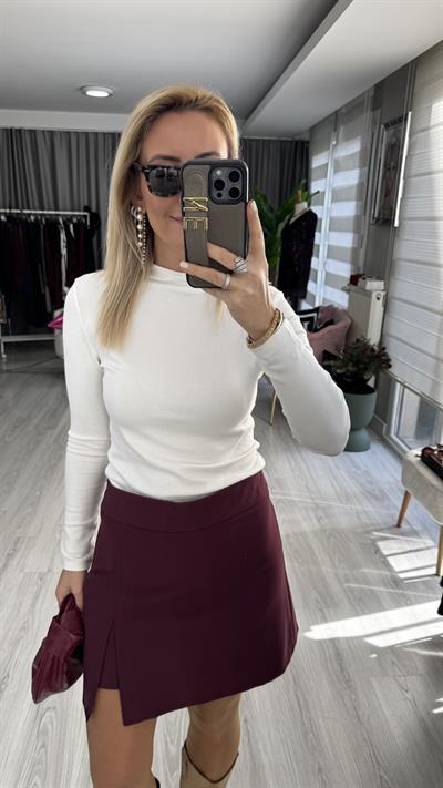 Yarım Balıkçı Ekru Bluz