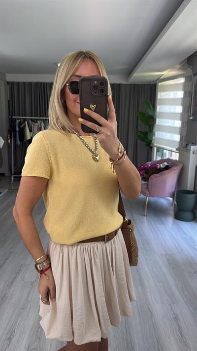 Yarım Kol Sarı Merserize Triko