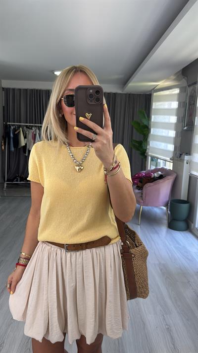 Yarım Kol Sarı Merserize Triko