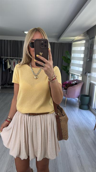 Yarım Kol Sarı Merserize Triko